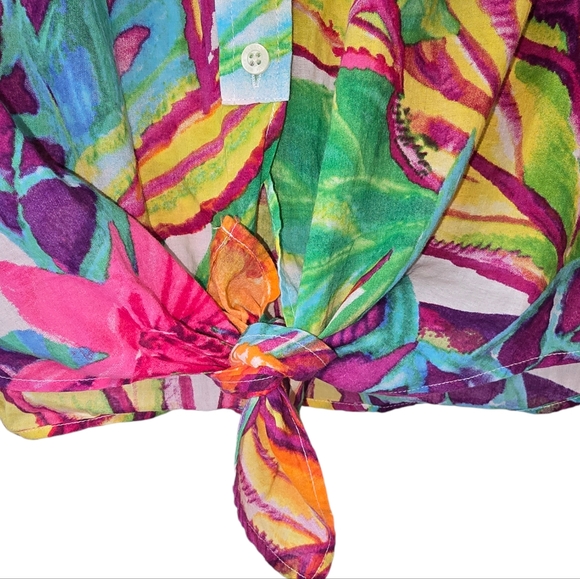 Lauren Ralph Lauren Vibrant Tropical Pribt Top Size XXL - Picture 3 of 11